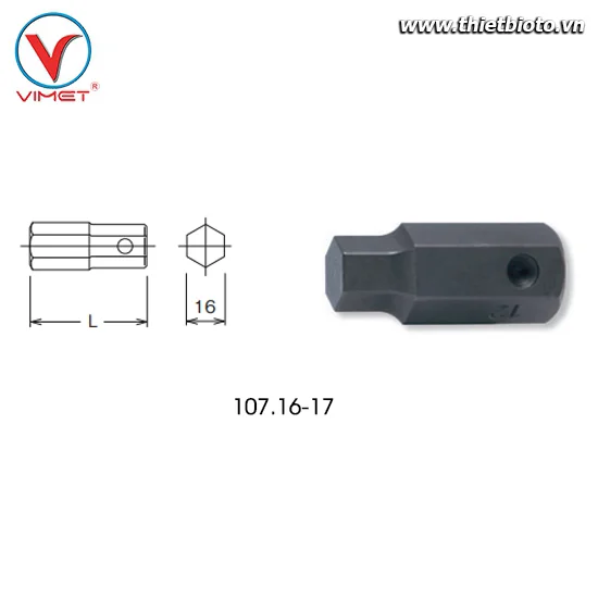 Đầu khẩu lục giác 17mm Koken 107.16-17