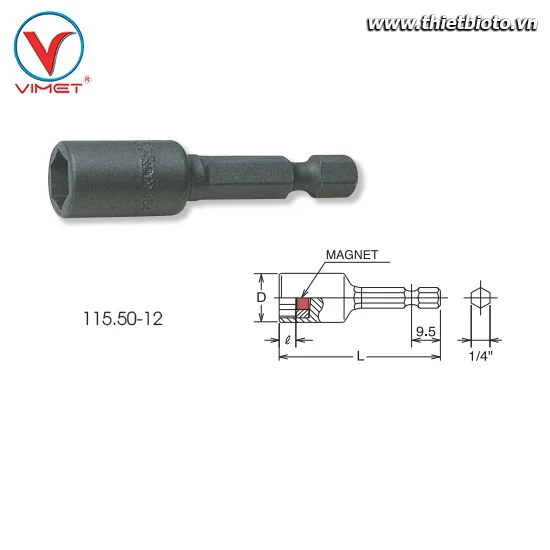 Đầu khẩu lục giác 12mm Koken 115.50-12