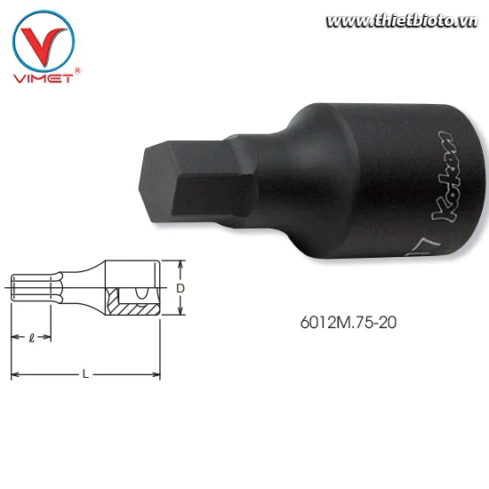 Đầu tuýp mũi vít 20mm Koken 6012M.75-20