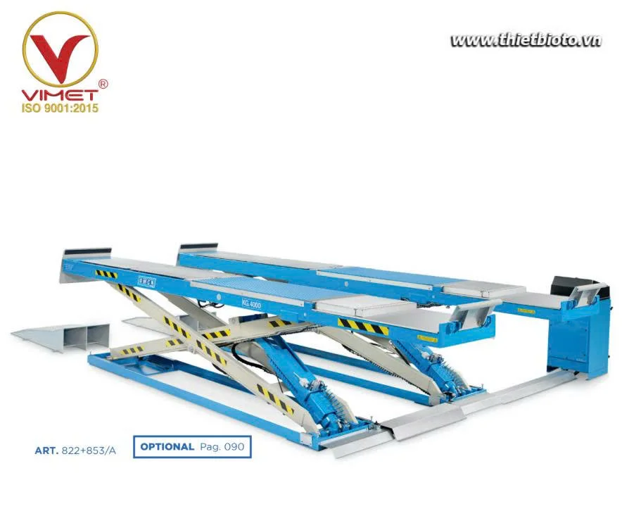 Cầu nâng cắt kéo điện thủy lực căn chỉnh góc lái OMCN ART. 822+853/A