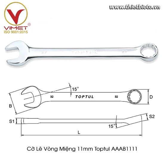 Cờ lê đầu vòng miệng 11mm Toptul AAAB1111