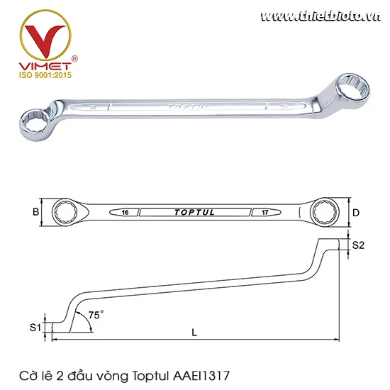 Cờ lê 2 đầu vòng Toptul AAEI1317