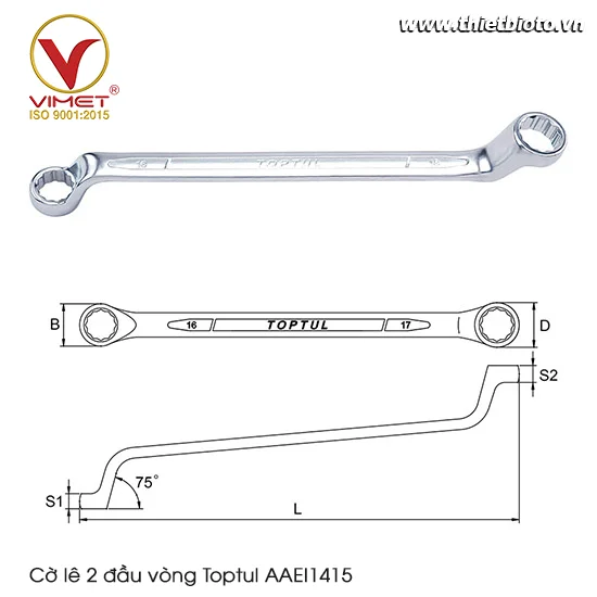 Cờ lê 2 đầu vòng Toptul AAEI1415