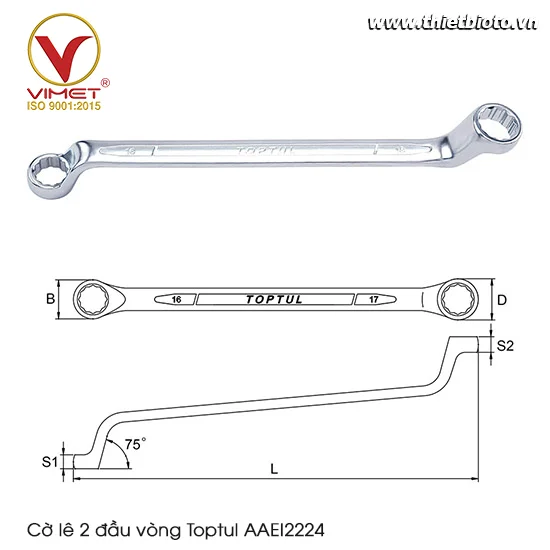 Cờ lê 2 đầu vòng Toptul AAEI2224