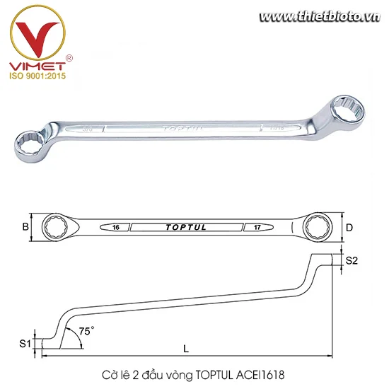 Cờ lê 2 đầu vòng TOPTUL ACEI1618 (ngưng sản xuất)