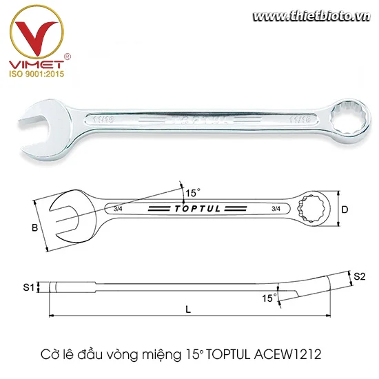Cờ lê đầu vòng miệng TOPTUL ACEW1212