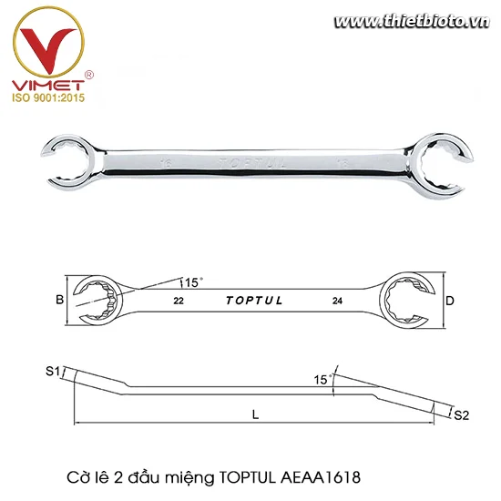 Cờ lê 2 đầu miệng TOPTUL AEAA1618