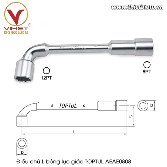 Điếu chữ L bông lục giác TOPTUL AEAE0808