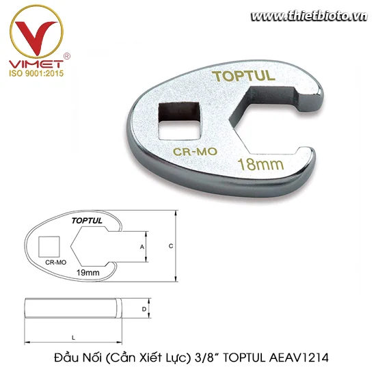 Đầu Nối (Cần Xiết Lực) 3/8” TOPTUL AEAV1214