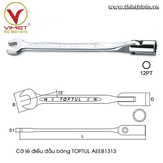 Cờ lê đầu miệng đầu điếu bông TOPTUL AEEB1313