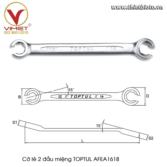 Cờ lê 2 đầu miệng TOPTUL AFEA1618