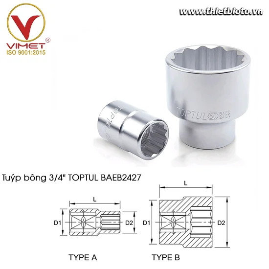 Tuýp bông 3/4" TOPTUL BAEB2427
