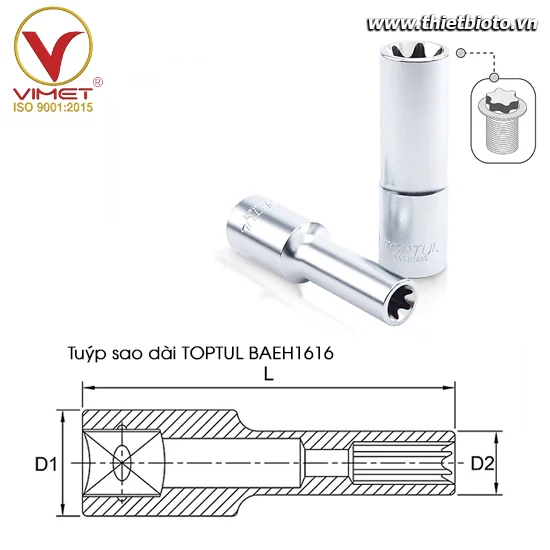 Tuýp sao dài 1/2" TOPTUL BAEH1616