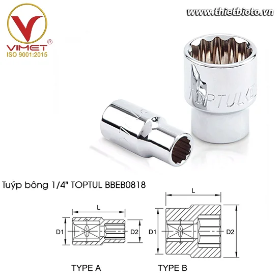 Tuýp bông 1/4" TOPTUL BBEB0818