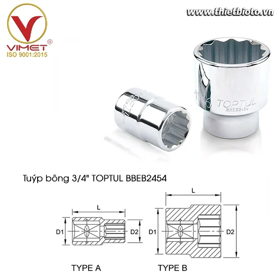 Tuýp bông 3/4" TOPTUL BBEB2454