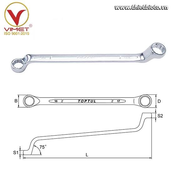 Cờ lê 2 đầu vòng TOPTUL ACEI3436