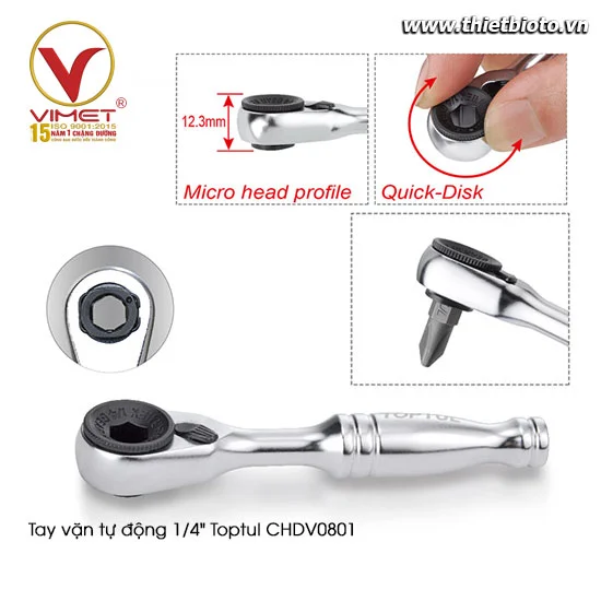Tay vặn tự động 1/4" Toptul CHDV0801