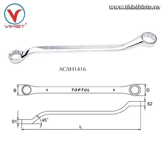 Cờ lê 2 đầu vòng Toptul ACAH1416