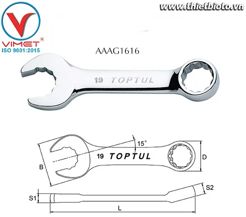 Cờ lê đầu vòng mở Toptul AAAG1616