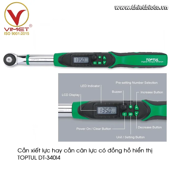 Cần xiết lực hay cần cân lực có đồng hồ hiển thị TOPTUL DT-340I4