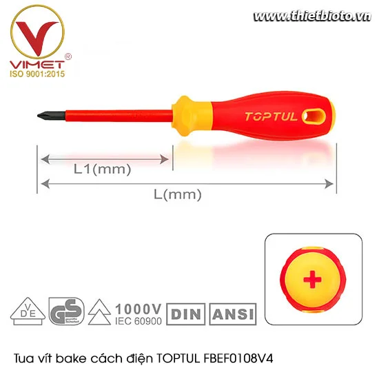 Tua vít bake cách điện TOPTUL FBEF0108V4