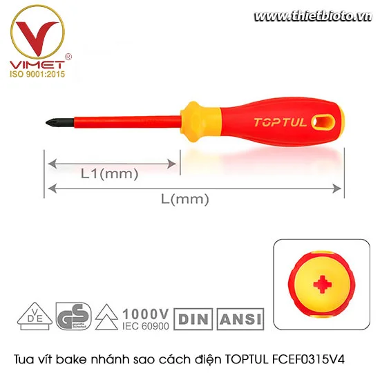Tua vít bake nhánh sao cách điện TOPTUL FCEF0315V4
