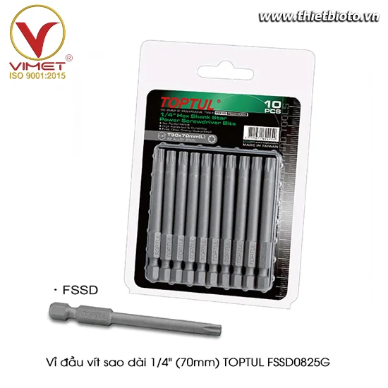 Vỉ đầu vít sao dài 1/4" (70mm) TOPTUL FSSD0825G