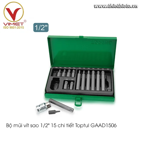 Bộ mũi vít sao 1/2" 15 chi tiết Toptul GAAD1506