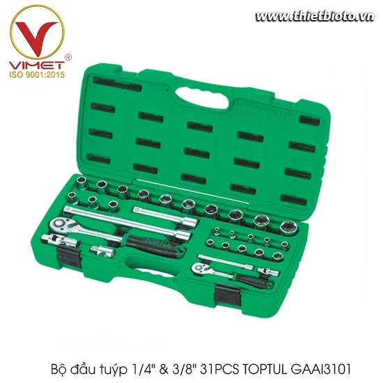 Bộ đầu tuýp 1/4" & 3/8" 31PCS TOPTUL GAAI3101
