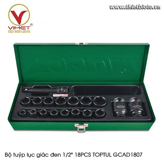 Bộ tuýp lục giác đen 1/2" 18PCS TOPTUL GCAD1807