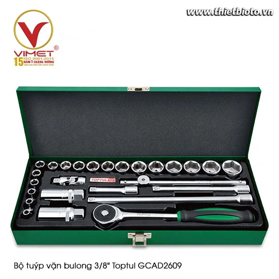 Bộ tuýp vặn bulong 3/8" Toptul GCAD2609