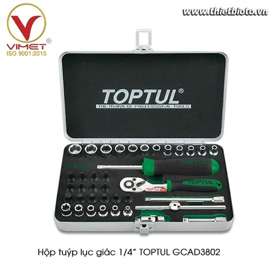 Hộp đầu tuýp 1/4" 38 chi tiết TOPTUL GCAD3802