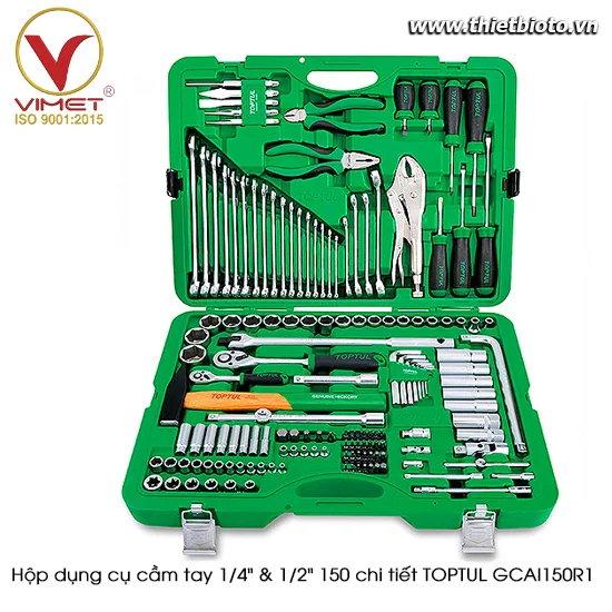 Hộp dụng cụ cầm tay 1/4" & 1/2" 150 chi tiết TOPTUL GCAI150R1