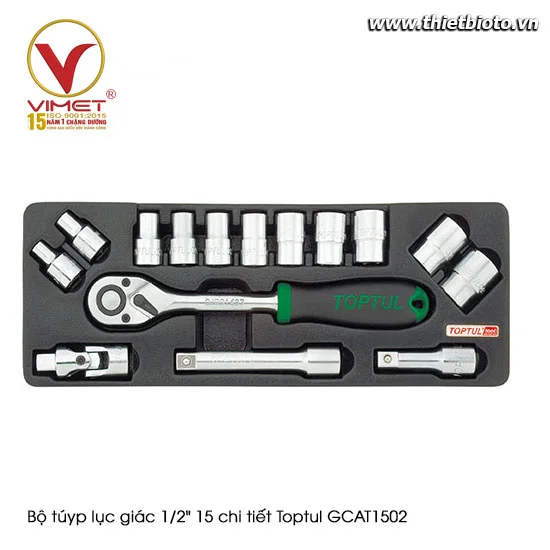 Bộ túyp lục giác 1/2" 15 chi tiết Toptul GCAT1502