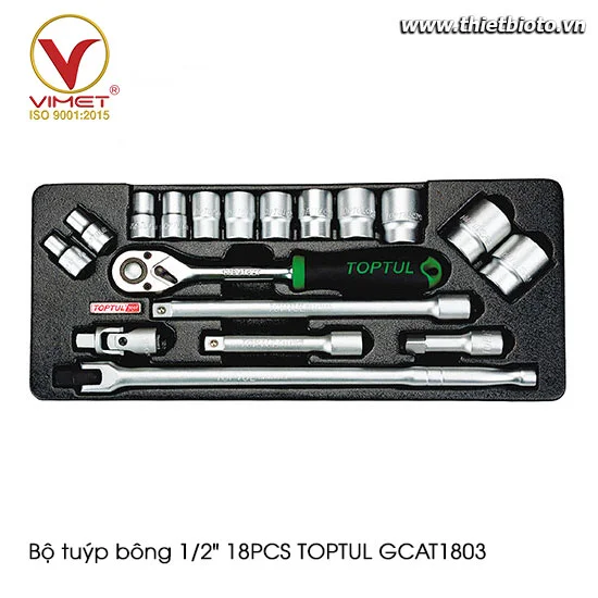 Bộ tuýp bông 1/2" 18PCS TOPTUL GCAT1803