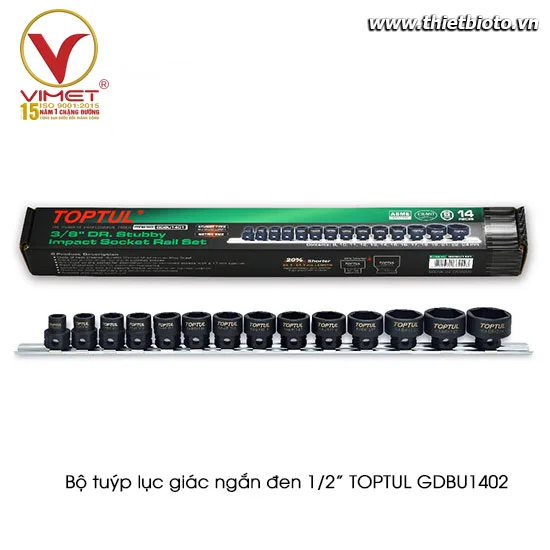 Bộ tuýp đen lục giác ngắn 1/2" 14pcs TOPTUL GDBU1402