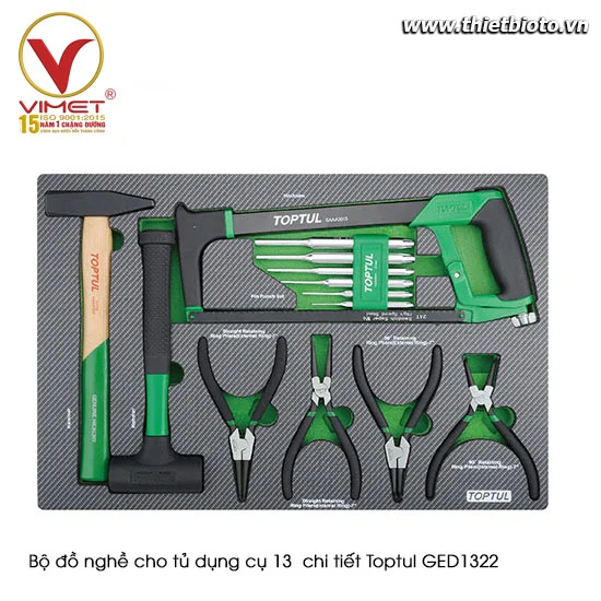 Bộ đồ nghề cho tủ dụng cụ 13 chi tiết Toptul GED1322