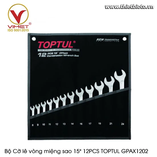 Bộ Cờ lê vòng miệng sao 15° 12PCS TOPTUL GPAX1202