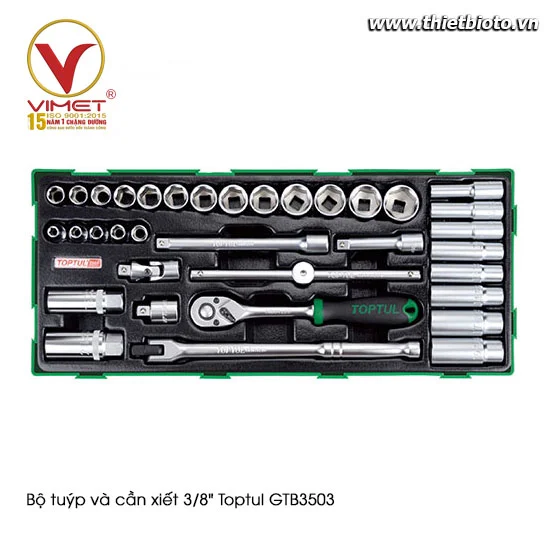 Bộ tuýp và cần xiết 3/8" Toptul GTB3503