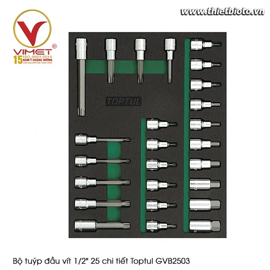 Bộ tuýp đầu vít 1/2" 25 chi tiết Toptul GVB2503