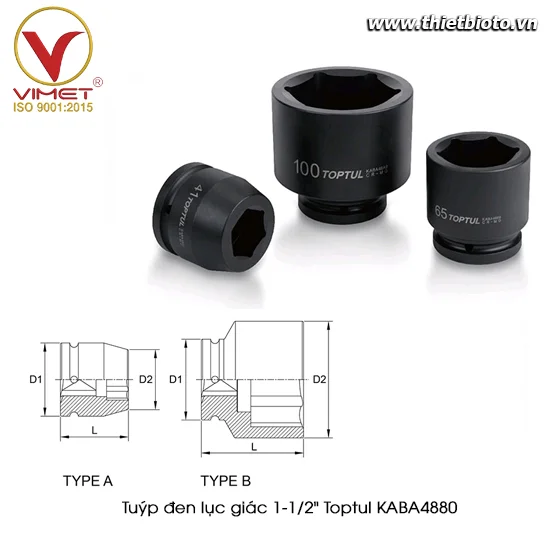 Tuýp đen lục giác 1-1/2" TOPTUL KABA4880