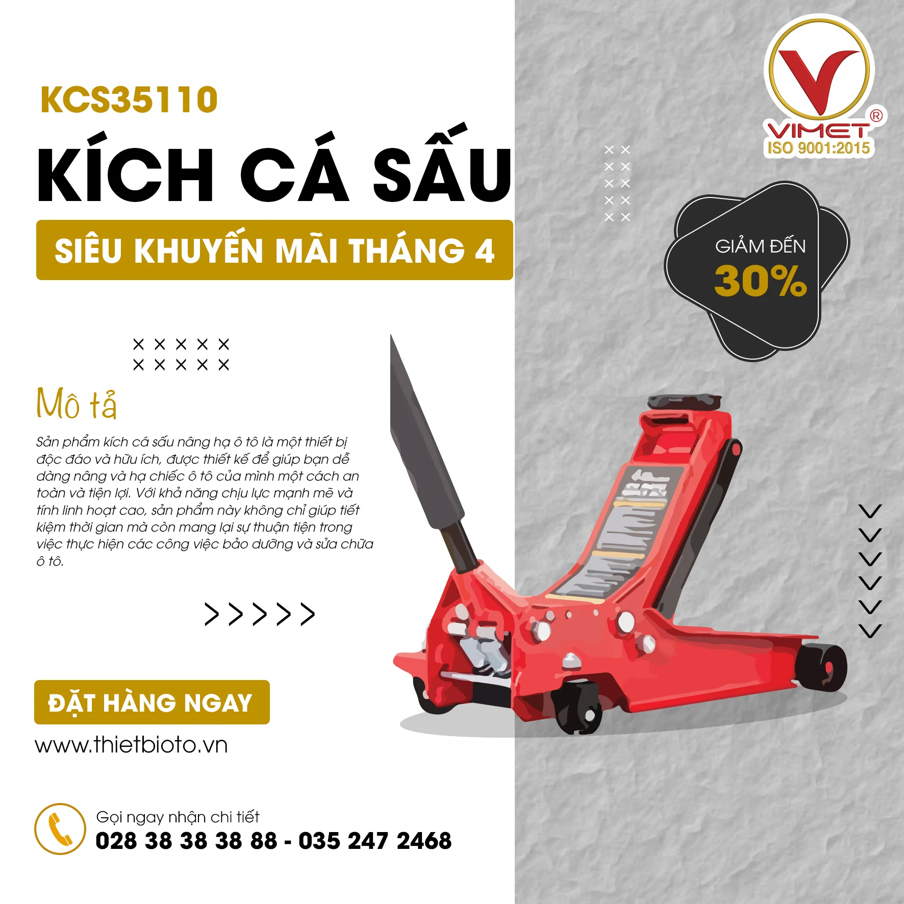 Kích cá sấu 3.5 tấn VIMET KCS35110