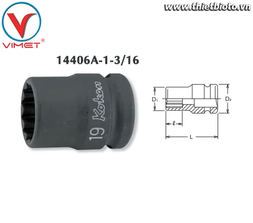 Đầu tuýp bông 1-3/16 Koken 14406A-1.3/16